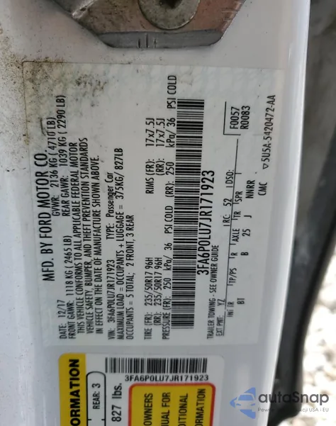 2018 Ford Fusion Se Hybrid from USA, damaged, VIN 3FA6P0LU7JR171923